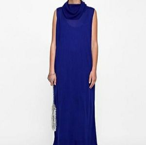 Sleeveless Blue Knit Maxi Dress